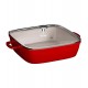 Caçarola 28cm Quadrada Vermelho Com Tampa De Vidro Fundo Indução